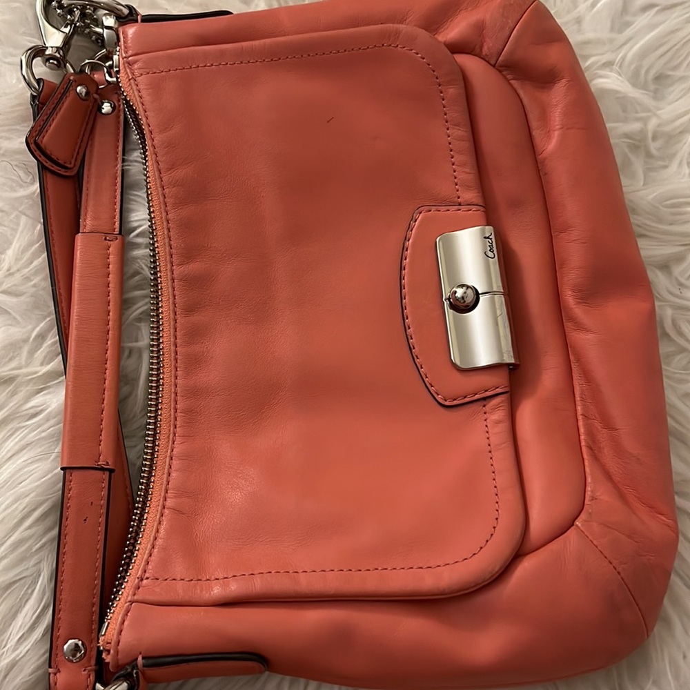 Coach Tangerine Leather Shoulder Bag - Picture 12 of 12